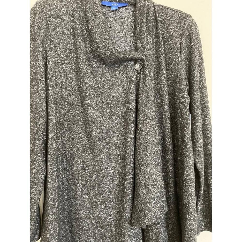 APT 9 Women's Gray Heathered Knit Cardigan‎ Sweater Asymmetrical Button Front SM